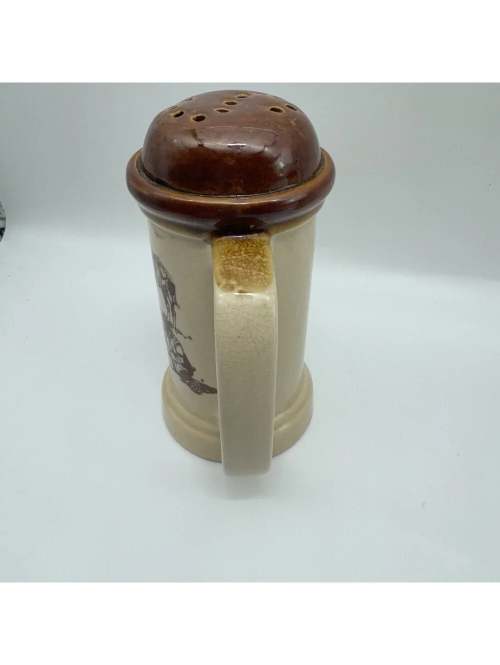 Vintage 1980 Enesco Large 6” Stoneware Salt Pepper Shaker J Downs Westward Ho